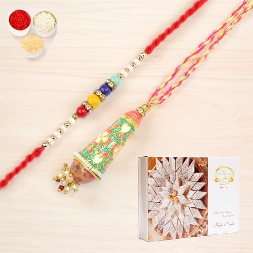 Ghasitaram Gifts Rakhi for Brother Rakhis Online - RM-213 Bhaiya Bhabhi rakhi with 400 gms of Kaju katli Ghasitaram Gifts Rakhi for Brother Rakhis Online - RM-213 Bhaiya Bhabhi rakhi with 400 gms of Kaju katli von Ghasitaram Gifts