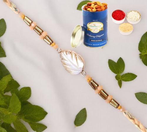 Ghasitaram Gifts Rakhi for Brother Rakhis Online - RM-628 Premium Rakhi with 100 gms of Dryfruits Mix Can von Ghasitaram Gifts