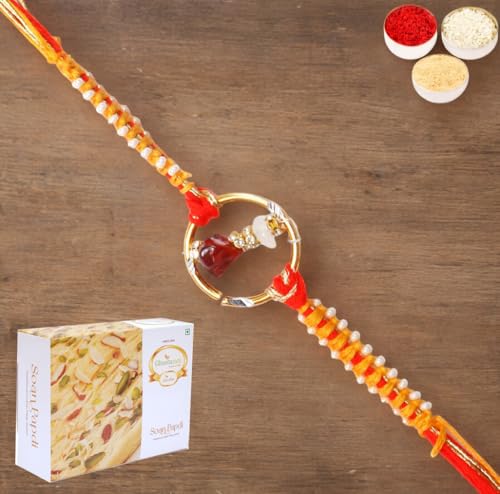 Ghasitaram Gifts Rakhi for Brother Rakhis Online - RM 716- Premium Rakhi with 200 gms of Soan Papdi von Ghasitaram Gifts