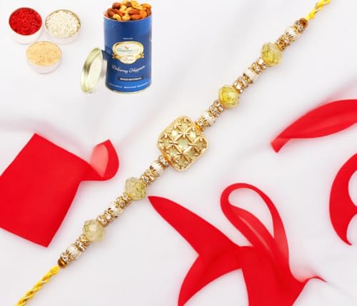 Ghasitaram Gifts Rakhi for Brother Rakhis Online - RM-759 Premium Rakhi with 100 gms of Dryfruits Mix Can Ghasitaram Gifts Rakhi for Brother Rakhis Online - RM-759 Premium Rakhi with 100 gms of Dryfruits Mix Can von Ghasitaram Gifts