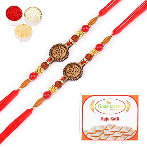 Ghasitaram Gifts Rakhi for Brother Rakhis Online - Set of 2-2035 Rakhi Thread with 200 gms of Kaju katli von Ghasitaram Gifts