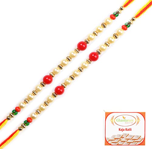 Ghasitaram Gifts Rakhi for Brother Rakhis Online -Set of 2-6047 Pearl Rakhi For my Brother with 200 gms of Kaju katli Ghasitaram Gifts Rakhi for Brother Rakhis Online -Set of 2-6047 Pearl Rakhi For my Brother with 200 gms of Kaju katli von Ghasitaram Gifts
