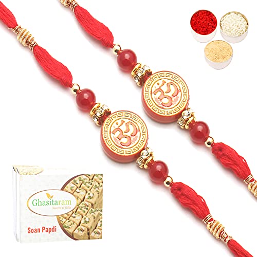 Ghasitaram Gifts Rakhi for Brother Rakhis Online - Set of 2-6285 Rakhi Thread with 200 gms of Soan Papdi Ghasitaram Gifts Rakhi for Brother Rakhis Online - Set of 2-6285 Rakhi Thread with 200 gms of Soan Papdi von Ghasitaram Gifts