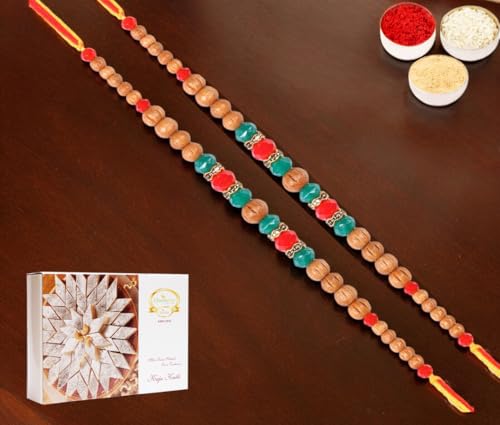 Ghasitaram Gifts Rakhi for Brother Rakhis Online - Set of 2-6480 Fancy Thread Rakhis with 400 gms of Kaju katli von Ghasitaram Gifts