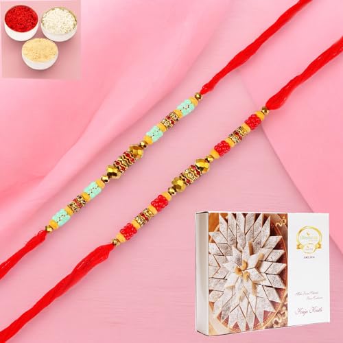 Ghasitaram Gifts Rakhi for Brother Rakhis Online - Set of 2-6507 Rakhis with 400 gms of Kaju katli Ghasitaram Gifts Rakhi for Brother Rakhis Online - Set of 2-6507 Rakhis with 400 gms of Kaju katli von Ghasitaram Gifts