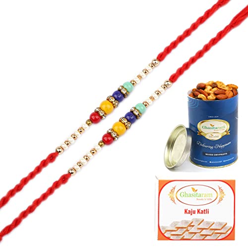 Ghasitaram Gifts Rakhi for Brother Rakhis Online - Set of 2-6751 Pearl Rakhi For my Brother with 100 gms of Dryfruits Mix Can 200 gms of Kaju katli Ghasitaram Gifts Rakhi for Brother Rakhis Online - Set of 2-6751 Pearl Rakhi For my Brother with 100 gms of Dryfruits Mix Can 200 gms of Kaju katli von Ghasitaram Gifts