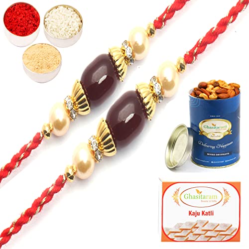 Ghasitaram Gifts Rakhi for Brother Rakhis Online-Set of 2-6794 fancy Thread Rakhi with 100 gms of Dryfruits Mix Can 200 gms of Kaju katli Ghasitaram Gifts Rakhi for Brother Rakhis Online-Set of 2-6794 fancy Thread Rakhi with 100 gms of Dryfruits Mix Can 200 gms of Kaju katli von Ghasitaram Gifts