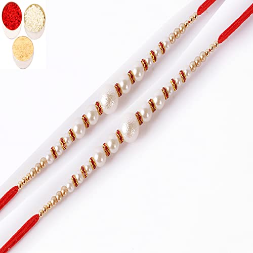 Ghasitaram Gifts Rakhi for Brother Rakhis Online -Set of 2 - 7736 Pearl Rakhi for My Brother von Ghasitaram Gifts