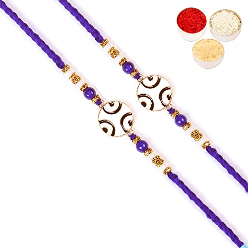 Ghasitaram Gifts Rakhi for Brother Rakhis Online - Set of 2 - 8928 Evil Eye Fancy Thread Rakhis von Ghasitaram Gifts