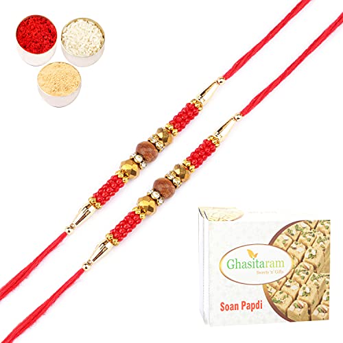 Ghasitaram Gifts Rakhi for Brother Rakhis Online - Set of 2- Nbh-226 Rakhi Thread with 200 gms of Soan Papdi Ghasitaram Gifts Rakhi for Brother Rakhis Online - Set of 2- Nbh-226 Rakhi Thread with 200 gms of Soan Papdi von Ghasitaram Gifts