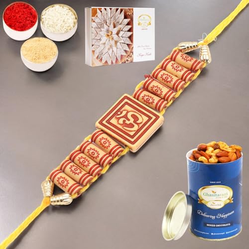 Ghasitaram Gifts Rakhi for Brother Rakhis Online - Substance Of Om d0001 Rakhi with 100 gms of Dryfruits Mix Can 200 gms of Kaju katli Ghasitaram Gifts Rakhi for Brother Rakhis Online - Substance Of Om d0001 Rakhi with 100 gms of Dryfruits Mix Can 200 gms of Kaju katli von Ghasitaram Gifts