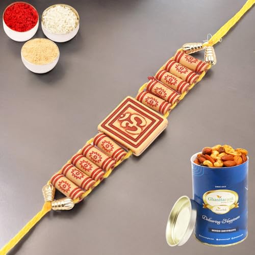 Ghasitaram Gifts Rakhi for Brother Rakhis Online - Substance of Om d0001 Rakhi with 100 GMS of Dryfruits Mix Can Ghasitaram Gifts Rakhi for Brother Rakhis Online - Substance of Om d0001 Rakhi with 100 GMS of Dryfruits Mix Can von Ghasitaram Gifts
