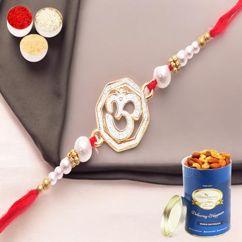 Ghasitaram Gifts Rakhi for Brother Rakhis Online - The Sparkle of Heavenly Divine Blessings for My brother Rakhi with 100 gms of Dryfruits Mix Can Ghasitaram Gifts Rakhi for Brother Rakhis Online - The Sparkle of Heavenly Divine Blessings for My brother Rakhi with 100 gms of Dryfruits Mix Can von Ghasitaram Gifts