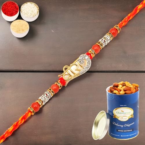 Ghasitaram Gifts Rakhi for Brother Rakhis Online - Veera 7262 rakhi with 100 gms of Dryfruits Mix Can Ghasitaram Gifts Rakhi for Brother Rakhis Online - Veera 7262 rakhi with 100 gms of Dryfruits Mix Can von Ghasitaram Gifts