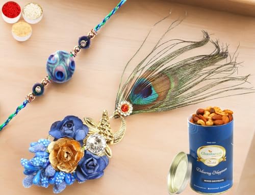 Ghasitaram Gifts Rakhis Online - Rakhi for Brother-M-102 Bhaiya Bhabhi Rakhi with 100 gms of Dryfruits Mix Can Ghasitaram Gifts Rakhis Online - Rakhi for Brother-M-102 Bhaiya Bhabhi Rakhi with 100 gms of Dryfruits Mix Can von Ghasitaram Gifts