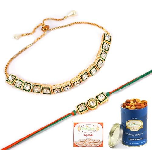 Ghasitaram Gifts Rakhis Online - Rakhi for Brother-MJ-1 Bhaiya Bhabhi Rakhi with 100 gms of Dryfruits Mix Can 200 gms of Kaju katli Ghasitaram Gifts Rakhis Online - Rakhi for Brother-MJ-1 Bhaiya Bhabhi Rakhi with 100 gms of Dryfruits Mix Can 200 gms of Kaju katli von Ghasitaram Gifts