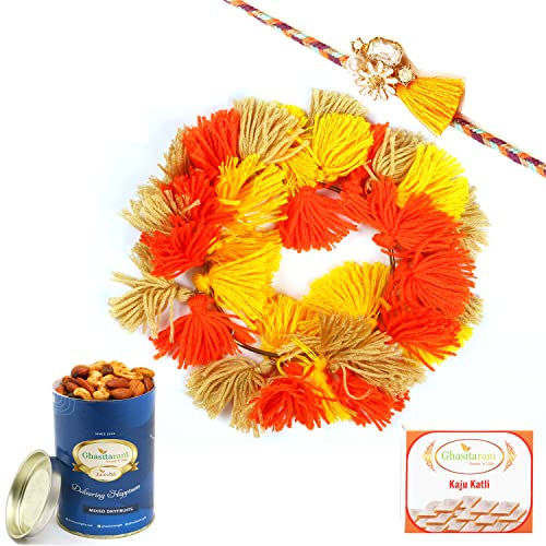 Ghasitaram Gifts Rakhis Online - Rakhi for Brother-RM-268 Bhaiya Bhabhi Rakhi with 100 gms of Dryfruits Mix Can 200 gms of Kaju katli Ghasitaram Gifts Rakhis Online - Rakhi for Brother-RM-268 Bhaiya Bhabhi Rakhi with 100 gms of Dryfruits Mix Can 200 gms of Kaju katli von Ghasitaram Gifts