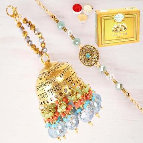 Ghasitaram Gifts Rakhis Online - Rakhi for Brother-RM-270 Bhaiya Bhabhi Rakhi with 400 gms of Soan Papdi Ghasitaram Gifts Rakhis Online - Rakhi for Brother-RM-270 Bhaiya Bhabhi Rakhi with 400 gms of Soan Papdi von Ghasitaram Gifts