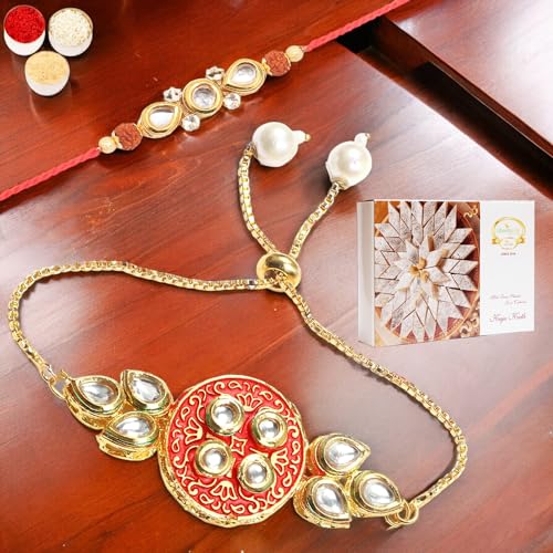 Ghasitaram Gifts Rakhis Online - Rakhi for Brother-T-18 Bhaiya Bhabhi Rakhi with 200 gms of Kaju katli Ghasitaram Gifts Rakhis Online - Rakhi for Brother-T-18 Bhaiya Bhabhi Rakhi with 200 gms of Kaju katli von Ghasitaram Gifts