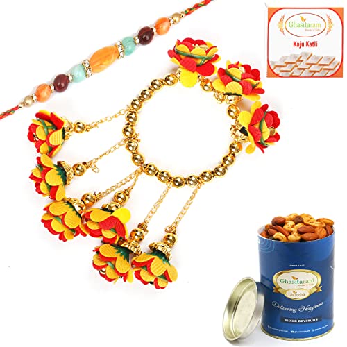 Ghasitaram Gifts Rakhis Online - Rakhi for Brother-TK-27 Bhaiya Bhabhi Rakhi with 100 gms of Dryfruits Mix Can 200 gms of Kaju katli Ghasitaram Gifts Rakhis Online - Rakhi for Brother-TK-27 Bhaiya Bhabhi Rakhi with 100 gms of Dryfruits Mix Can 200 gms of Kaju katli von Ghasitaram Gifts