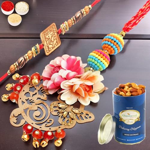 Ghasitaram Gifts Rakhis Online - Rakhi for Brother- The Charasmatic rm079Bhaiya Bhabhi rakhi with 100 gms of Dryfruits Mix Can Ghasitaram Gifts Rakhis Online - Rakhi for Brother- The Charasmatic rm079Bhaiya Bhabhi rakhi with 100 gms of Dryfruits Mix Can von Ghasitaram Gifts
