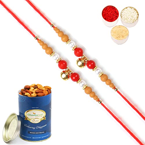 Ghasitaram Gifts Rakhis Online for Brother- Set of 2-6190 Rakhi Thread with 100 gms of Dryfruits Mix Can Ghasitaram Gifts Rakhis Online for Brother- Set of 2-6190 Rakhi Thread with 100 gms of Dryfruits Mix Can von Ghasitaram Gifts