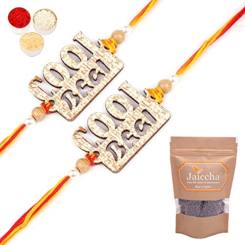 Ghasitaram Gifts Rakhis for Brother Kids Rakhi - Set of 2 - BW-5404 Wooden Cool Bhai Rakhi with Chocolate Coated Rice Crispies 200 gms Ghasitaram Gifts Rakhis for Brother Kids Rakhi - Set of 2 - BW-5404 Wooden Cool Bhai Rakhi with Chocolate Coated Rice Crispies 200 gms von Ghasitaram Gifts