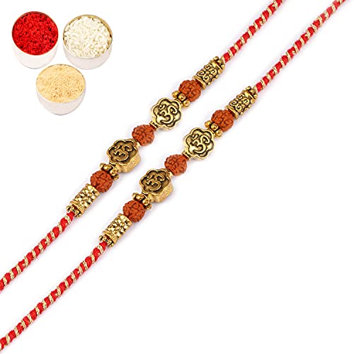 Ghasitaram Gifts Rakhis for Brother - Set of 2 - LD-5602 Om Rudraksh Rakhi von Ghasitaram Gifts