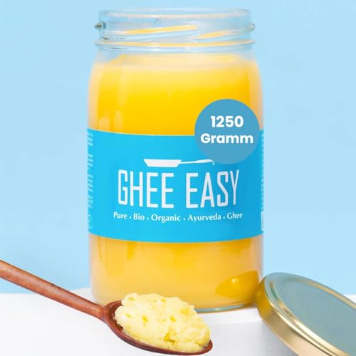 Ghee Easy 1250g Bio Ghee von Grasgefütterten Kühen - Hochreines Authentisches Ayurveda Ghee, Ohne Zusatzstoffe - Zertifiziert Organisch & Biologisch - Frei von Laktose und Gluten - 100% Europäisch von Ghee Easy