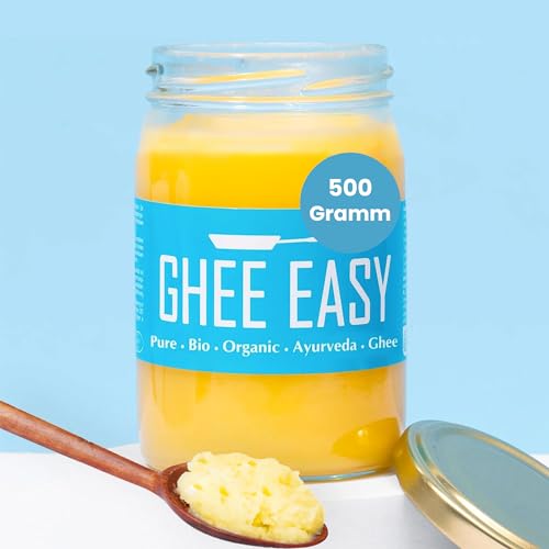 Ghee Easy 500g Bio Ghee von Grasgefütterten Kühen - Hochreines Authentisches Ayurveda Ghee, Ohne Zusatzstoffe - Zertifiziert Organisch & Biologisch - Frei von Laktose und Gluten - 100% Europäisch von Ghee Easy