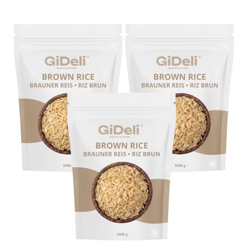 GiDeli Hochwertiger Brauner Reis, Brauner Reis Naturreis, Brown Rice Natural Premium (15kg) von GiDeli