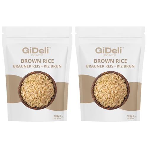 GiDeli Hochwertiger Brauner Reis, Brauner Reis Naturreis, Brown Rice Natural Premium (2kg) von GiDeli