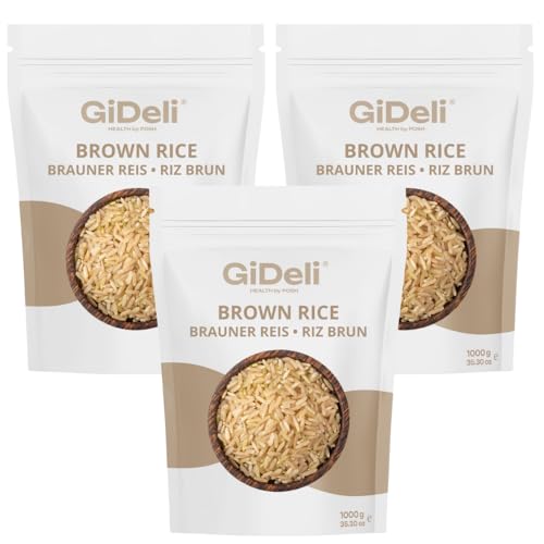 GiDeli Hochwertiger Brauner Reis, Brauner Reis Naturreis, Brown Rice Natural Premium (3kg) von GiDeli
