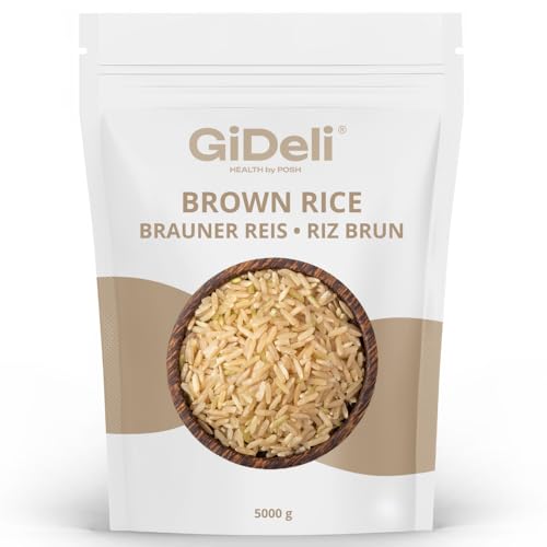 GiDeli Hochwertiger Brauner Reis, Brauner Reis Naturreis, Brown Rice Natural Premium (5kg) von GiDeli