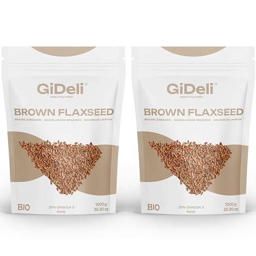 GiDeli Leinsamen Braun ganz Braune Leinsamen Leinsaat Braun Müsli zum Backen Naturprodukt Vegan (2kg) von GiDeli