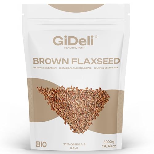 GiDeli Leinsamen Braun ganz Braune Leinsamen Leinsaat Braun Müsli zum Backen Naturprodukt Vegan (5kg) von GiDeli