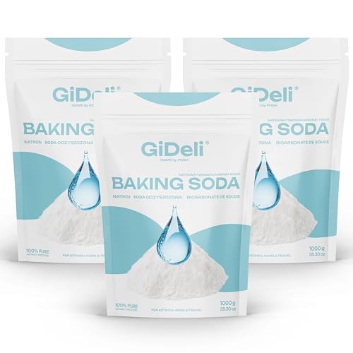 GiDeli Natron Pulver 3x 1kg Baking soda Backpulver E500ii Natriumbicarbonat hochreine Lebensmittelqualität (3kg) von GiDeli