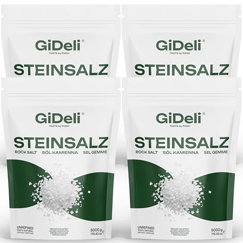 GiDeli Steinsalz Grob, Kochsalz Körniges Natürliches, Kristalsalz, Spielsalz Premiumqualität TOP non-GMO (20kg) von GiDeli