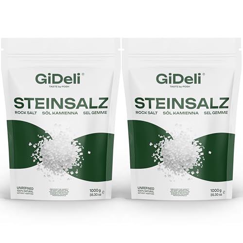 GiDeli Steinsalz Grob, Kochsalz Körniges Natürliches, Kristalsalz, Spielsalz Premiumqualität TOP non-GMO (2kg) von GiDeli