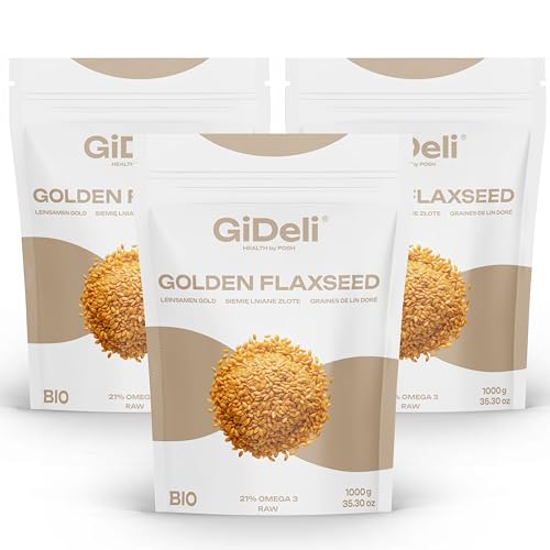 Goldleinsamen Leinsamen Gold 3x 1kg Leinsaat Gelb Müsli für Backen (3kg) von GiDeli