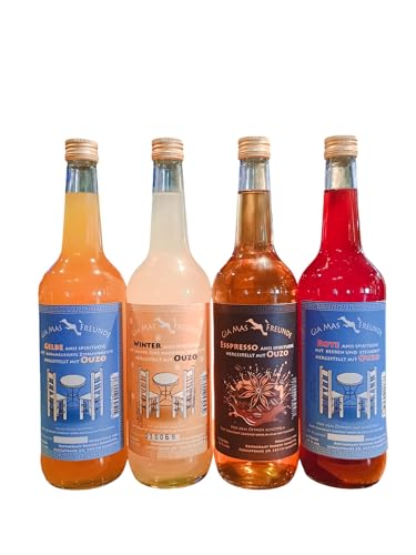 Roter, Gelber, Espresso und Winter Ouzo Likör Anis Begrüßungsgetränke Ouzo Paket Roter, Gelber, Espresso und Winter Ouzo Likör Anis Begrüßungsgetränke Ouzo Paket von Gia Mas Freunde
