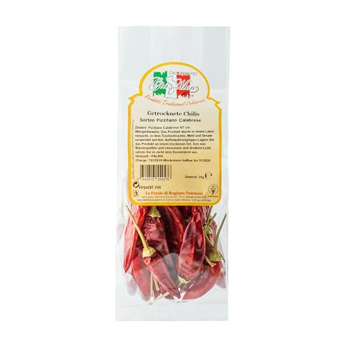 Kalabrische Getrocknete Chilischoten - Set mit 3 x 25g Beuteln, Sonnengereifte Italienische Schärfe - Ideal für Feinschmecker und Traditionelle Rezepte Kalabrische Getrocknete Chilischoten - Set mit 3 x 25g Beuteln, Sonnengereifte Italienische Schärfe - Ideal für Feinschmecker und Traditionelle Rezepte von Gia.Mon