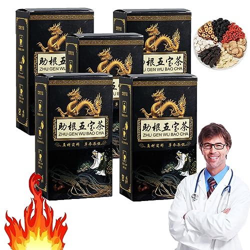 Ginseng Five Treasures Tea Kidney Tea, Zhu Gen Wu Bao Cha, Essential Chinese Herbal Tea for Men, Liver and Kidney Care Tea, Men’s Essentials Kidney Tea, Tonify Kidney and Qi (*5) von Gienslru