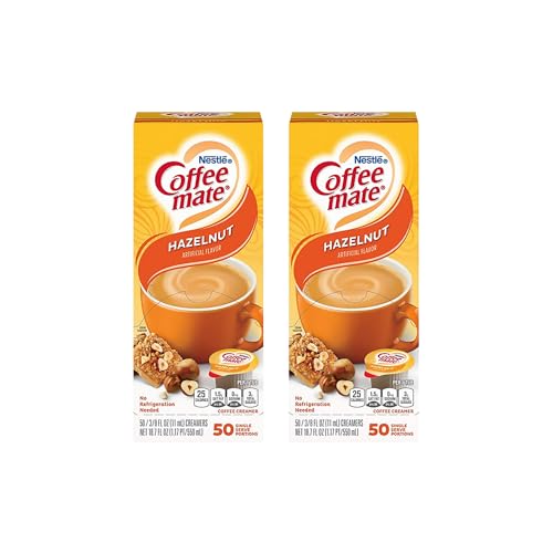 Coffee-Mate Liquid Creamer Singles – Haselnuss – 50 ct | laktosefrei und cholesterinfrei | 2 Stück von Giftoluxe