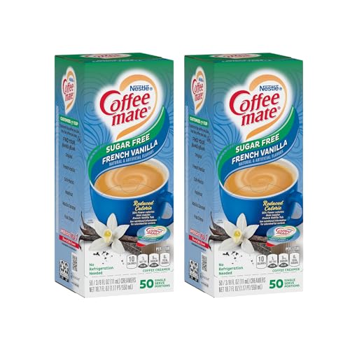 Coffee-Mate Zuckerfreie französische Vanille-Sahnekännchen, Einzelportionswannen – 50 CT x 2 | 100 Dosen Coffee-Mate Zuckerfreie französische Vanille-Sahnekännchen, Einzelportionswannen – 50 CT x 2 | 100 Dosen von Giftoluxe