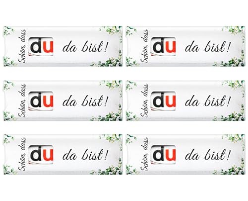 Giftota 6pcs Schön dass du da bist Geschenke - Gastgeschenke Hochzeit Konfirmation Taufe Geburtstag - Eukalyptus Stil Hülle Filz Geschenk Verpackung - Dankeschön Geschenk, Ohne Schokolade von Giftota
