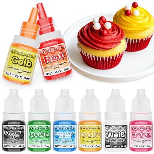 Lebensmittelfarbe Gel - 8 Lebendige Farben Lebensmittelfarbe, Tortendeko Food Coloring Hochkonzentriertes, Lebensmittelfarben für Fondant, Buttercreme, Kuchen, Macaron, Donuts - 6ml (Gel) von Gikikoko