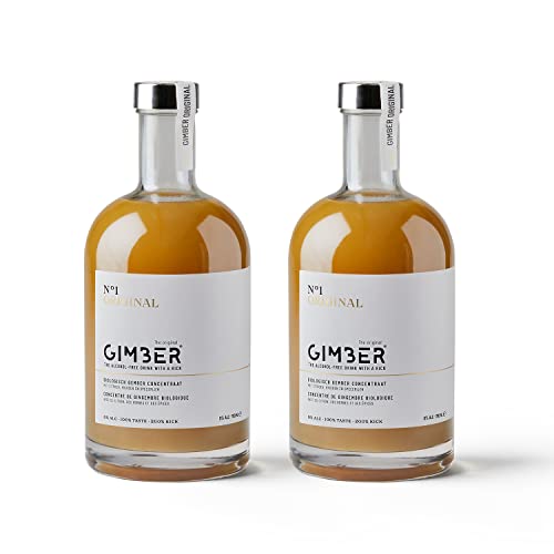 Duo-Set 700ml n°1: GIMBER Biologisches Ingwerkonzentrat | Alkoholfreies Bio-Getränk aus Ingwer, Zitrone und Kräutern | Premium Ingwer Essenz, 1,4 l (2 x 700 ml) von Gimber