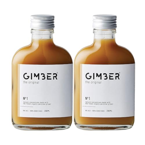 Duo-Set: GIMBER Biologisches Ingwerkonzentrat | 400 ml (2 x 200 ml) | Alkoholfreies Bio-Getränk aus Ingwer, Zitrone und Kräutern | Premium Ingwer Essenz von Gimber