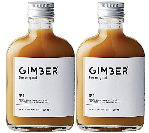 Duo-Set: GIMBER Biologisches Ingwerkonzentrat | 400 ml (2 x 200 ml) | Alkoholfreies Bio-Getränk aus Ingwer, Zitrone und Kräutern | Premium Ingwer Essenz von Gimber